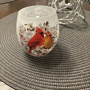 Stoney Creek Cardinal Frosted Glass Candle Holder